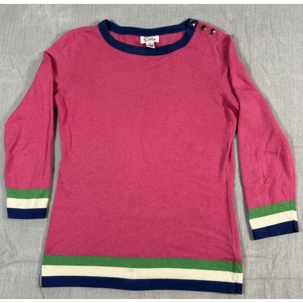 Lilly Pulitzer Women’s Med Cashmere Silk Blend Pink Green Blue Sweater - Classic